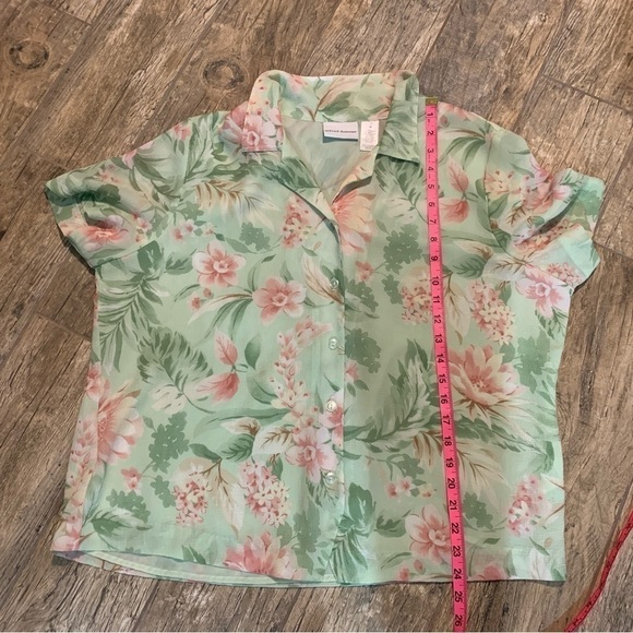 Women’s Alfred Dunner ss collared button down green floral pattern blouse sz 18 - Picture 5 of 5